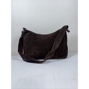 Vintage Bloomingdale's Suede Hobo Shoulder Bag Brown Boho Y2K Chic Made in Italy